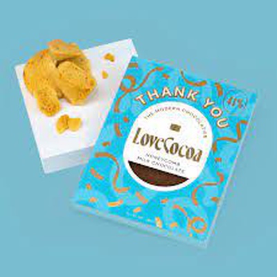 Love Cocoa Thank You Honeycomb Milk Chocolate Bar 75g